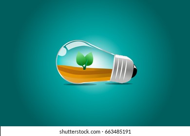 Vector illustration of bulb with plant inside it