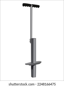 Vektorgrafik von Bulb Planter, Edelstahlgartenpflanze-Transplanter-Tool mit Kurzanleitung zum Pflanzen von Blumen einzeln. Gartenhandwerkzeuge