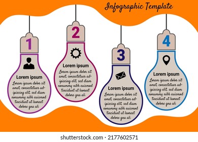 Vector illustration bulb shape Infographic design template with icons and 4 options or steps. Can be used for process, presentations, layout, banner, info graph. EPS 10 File.
