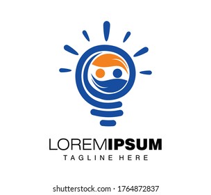 A vector illustration of a bulb in simple style with icon of people inside