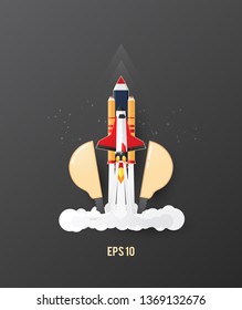 Vector illustration, bulb Space shuttle, Open ideas outside the box