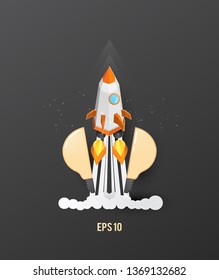 Vector illustration, bulb Space shuttle, Open ideas outside the box