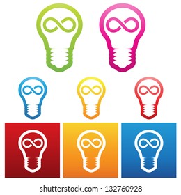 vector illustration of bulbs with infinite ideas