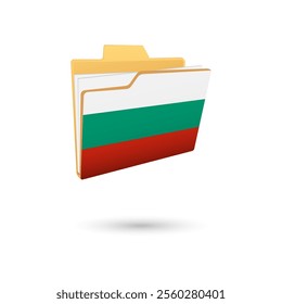 Vector illustration of Bulgaria flag isolated in file folder on white background.
