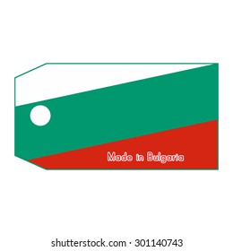 vector illustration of Bulgaria flag on price tag with word Made in Bulgaria isolated on white background.