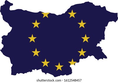 vector illustration of Bulgaria map with EU flag on white background