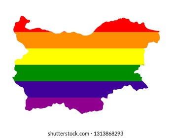 vector illustration of Bulgaria map with LGBT flag