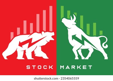 vector illustration Bull and bear stock market investment symbol of stock market exchange, investman