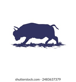 Vector illustration of a bull or Buffalo silhouette shape