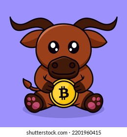 Vector Illustration Of Bull And Chibi Animal