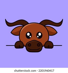 Vector Illustration Of Bull And Chibi Animal