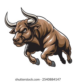 Vector Illustration of Bull with Detailed Vintage Illustration 