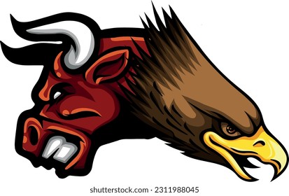 vector illustration of bull and eagle head