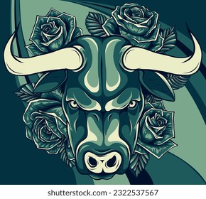 vector illustration Bull head mascot. Buffalo logo.