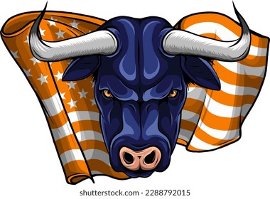 Vektorgrafik von Bull Head auf weißem Hintergrund. Digitalkopfzeichnung