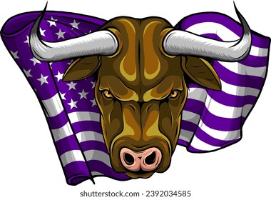 vector illustration of Bull Head on white background. digital head draw