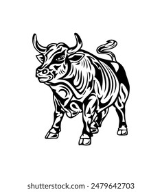 Vector illustration of a bull logo design isolated on a white background. abstract tribal style.