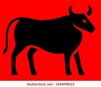 Vector illustration. bull logo. bull on a red background