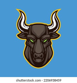 Vector illustration of bull mascot logo for sport and esport isolated
