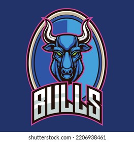 Vector illustration of bull mascot logo for sport and esport isolated