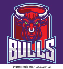 Vector illustration of bull mascot logo for sport and esport isolated