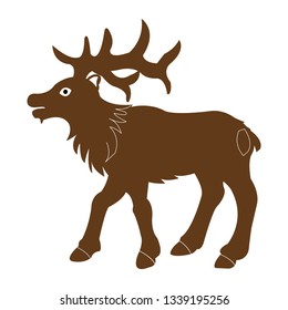 Vector illustration of bull moose on white background