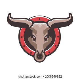Vector illustration of a bull s head logo on a white background