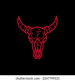 vector illustration of a bull skull