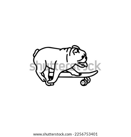  vector illustration of a bulldog playing a skateboard