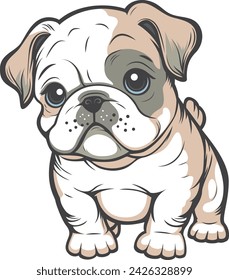 A vector illustration of a bulldog puppy