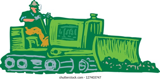 Vector illustration of a bulldozer