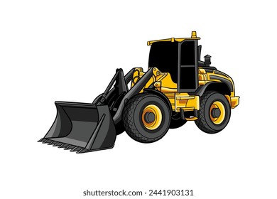 vector illustration of bulldozer with color