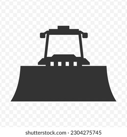 Ilustración vectorial del icono del bulldozer en color oscuro y fondo transparente (png).