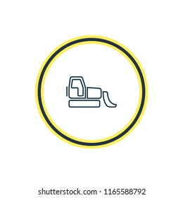 Vector illustration of bulldozer icon line. Beautiful transport element also can be used as backhoe icon element.