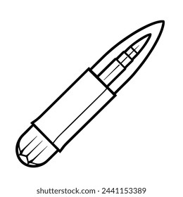 Ilustración vectorial del icono de contorno de munición de bala, ideal para proyectos relacionados con armas de fuego.