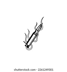 vector illustration of bullet with fire concept