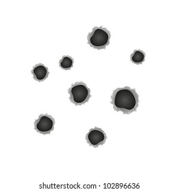 Vector illustration of bullet holes