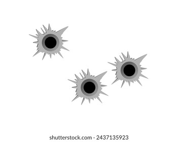 Vector illustration of the bullet holes on a white background.