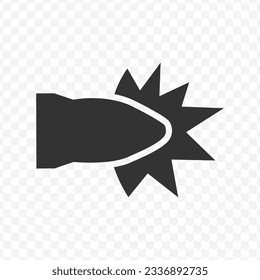 Ilustración vectorial del icono de bala en color oscuro y fondo transparente (PNG).