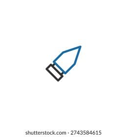 Vector illustration of a bullet icon. Symbol of war, conflict, danger. Isolated on white background.