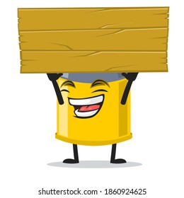 vector illustration of bullet mascot or character holding blank wooden