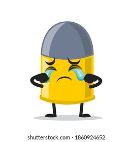 vector illustration of bullet mascot or character crying