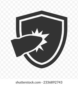Vector illustration of bullet protection icon in dark color and transparent background(PNG).