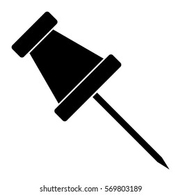 Vector Illustration of Bulletin Pin Icon in Black

