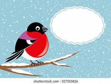 Vector illustration. Bullfinch background with space for text.