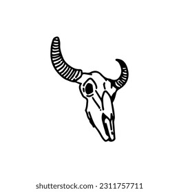 vector illustration of a bull's head skull