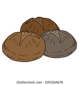 Vector illustration of a bun. Fresh bread. Bakery products. Hand drawn. Logo.