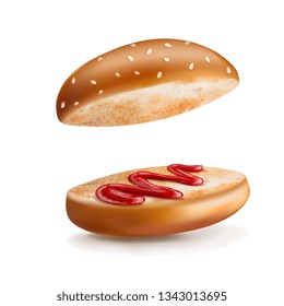 Vector illustration bun and ketchup