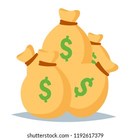 Vector illustration of a bunch of bags of money