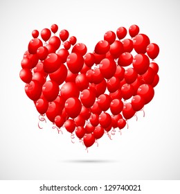 vector illustration of of bunch of balloon forming heart shape